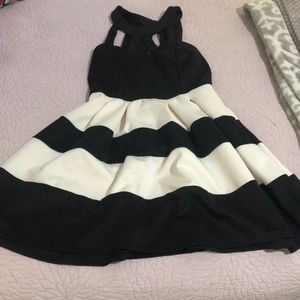 Short black and white striped dress.